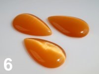 (K131) Kaboszon szkło Kocie oko-łezka  20x35 pomarańcz