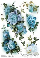 Papier ryżowy A4 DECO -0019  Niebieskie róże
