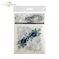 Zestaw papierów ryżowych mini  RSM018 Niebieskie akwarele