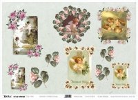 Papier Ryżowy TODO/ 91951 Aniołki + kwiaty