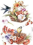 Papier ryżowy DECOM/ 5194 - 2 Kosze owoców i kwiatów