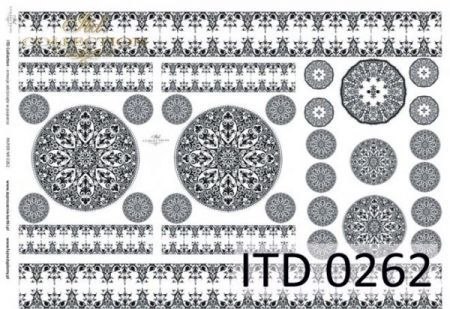 Papier ITD duży 42x29 - 0262 Biało czarne rozety