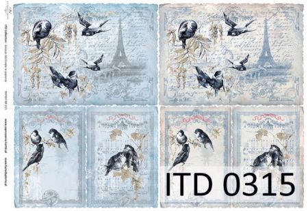 Papier ITD duży 42x29 - 0315 Ptaszki niebieski