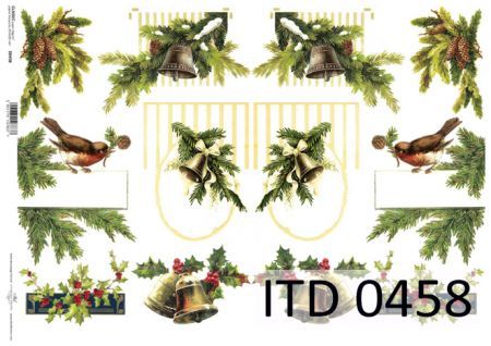 Papier ITD duży 42x29 - 0458 Świąteczny -ptaszki