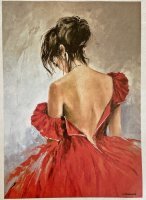 Papier ryżowy AR A4/ C1 Kobieta w czerwonej sukni