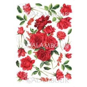 Papier ryżowy CALAMBOUR/ PAU 79 Czerwone róże