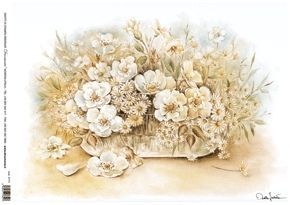 Papier ryżowy DECOM/ 5173 - sepia kwiaty