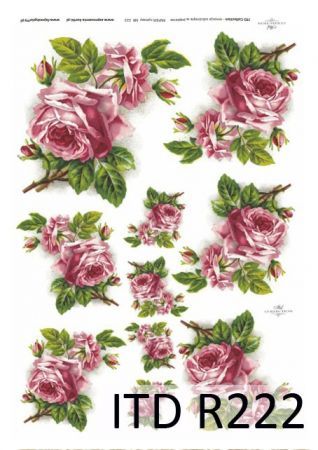 Papier ryżowy ITD - R222 Róże różowe